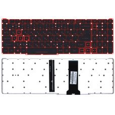 Клавиатура для ноутбука Acer Nitro 5 AN515-54 черная с красной подсветкой (красная подложка)