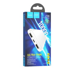 Внешний аккумулятор Powerbank HOCO J100 High-ranking, 10000mAh, 2.1A, 2xUSB/1xType-C, белый